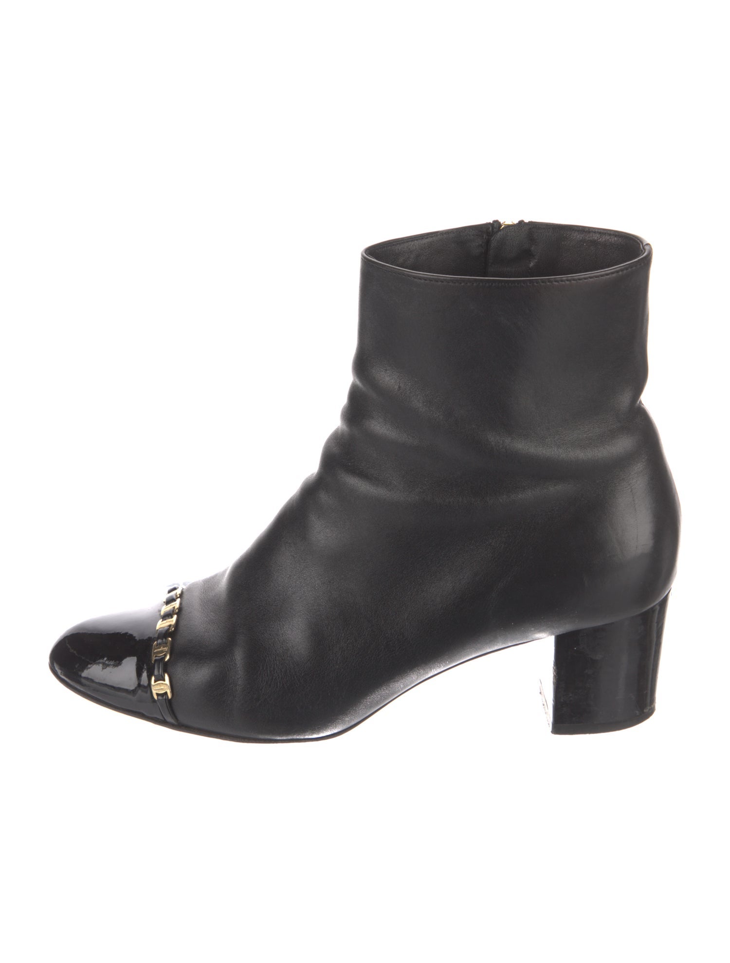 Salvatore Ferragamo Leather Chain-Link Accents Boots