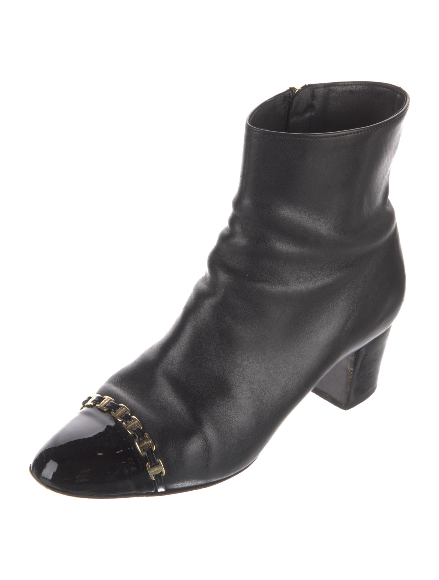Salvatore Ferragamo Leather Chain-Link Accents Boots