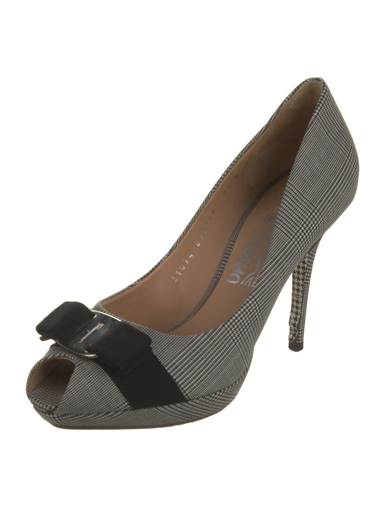 Salvatore Ferragamo Houndstooth Print Bow Accents Pumps