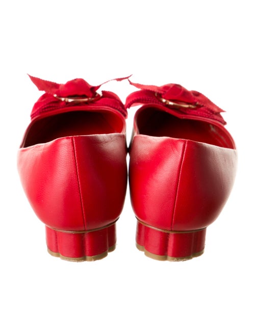 Salvatore Ferragamo Leather Bow Accents Ballet Flats