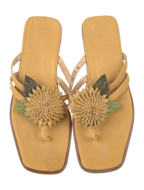 Salvatore Ferragamo Leather Leather Trim Embellishment Slides