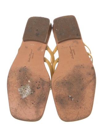 Salvatore Ferragamo Leather Leather Trim Embellishment Slides