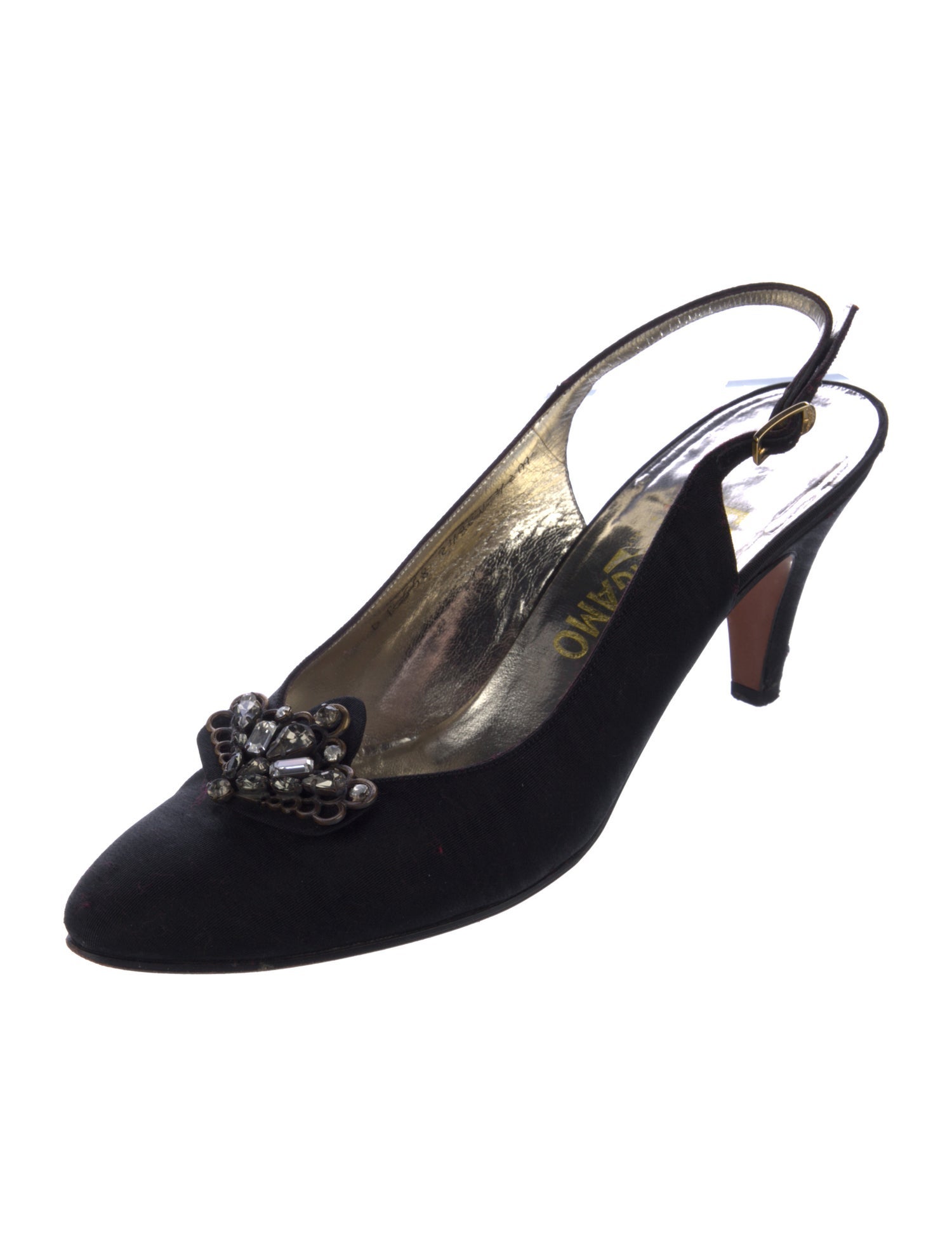 Salvatore Ferragamo Crystal Embellishments Slingback Pumps