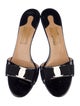Salvatore Ferragamo Vara Bow Accent Patent Leather Slides