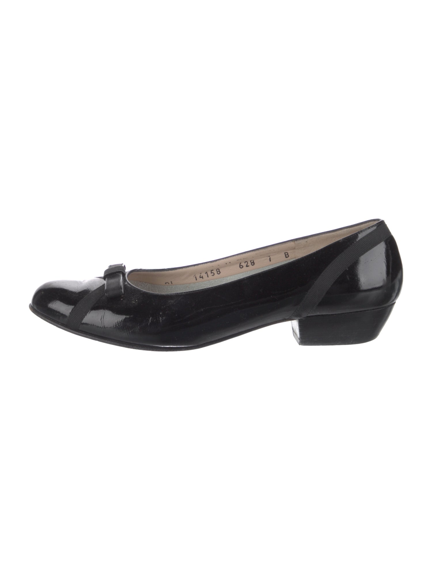 Salvatore Ferragamo Patent Leather Bow Accents Flats