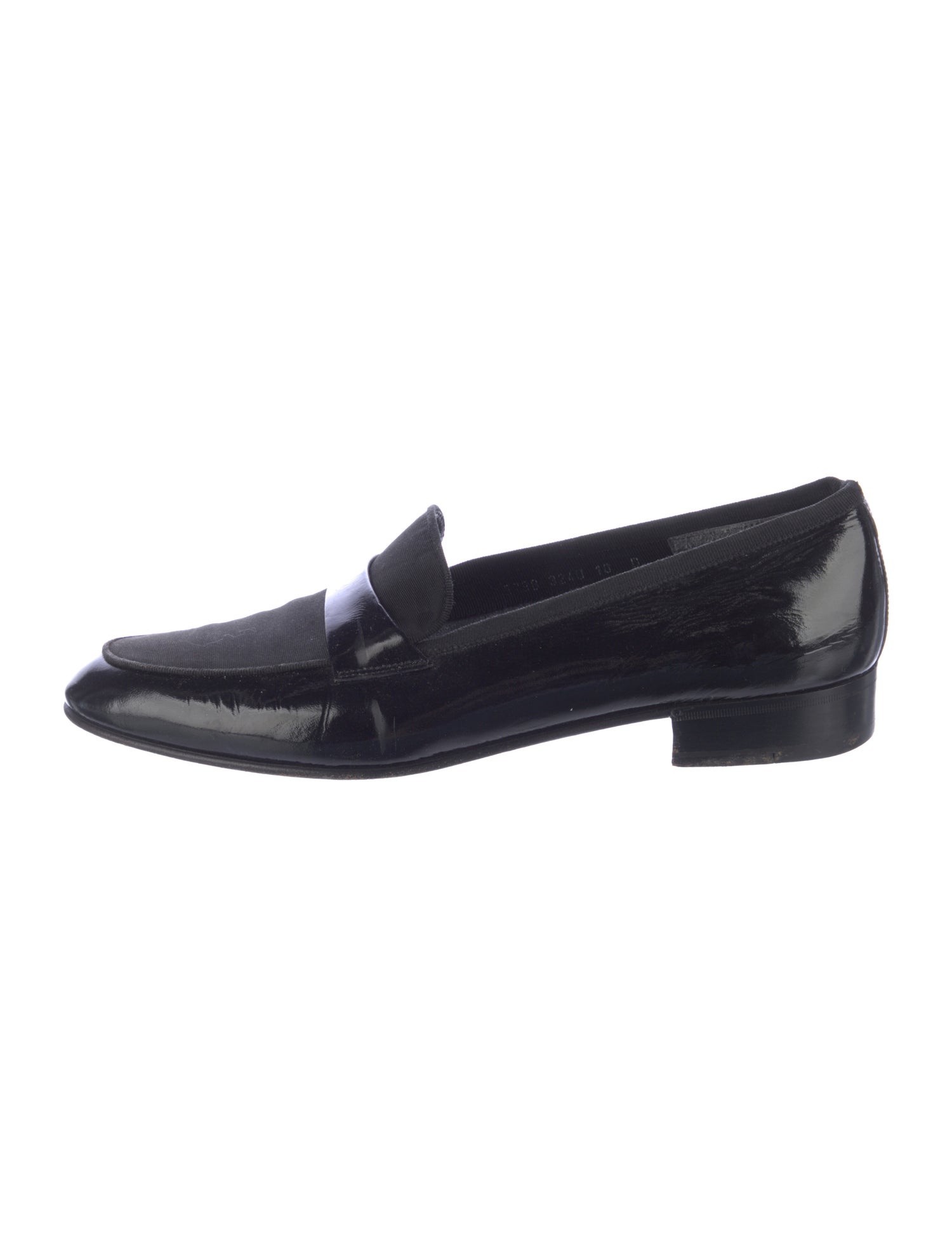 Salvatore Ferragamo Patent Leather Grosgrain Trim Dress Loafers