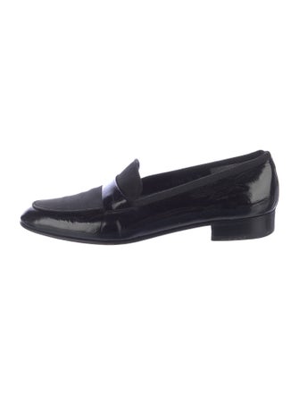 Salvatore Ferragamo Patent Leather Grosgrain Trim Dress Loafers