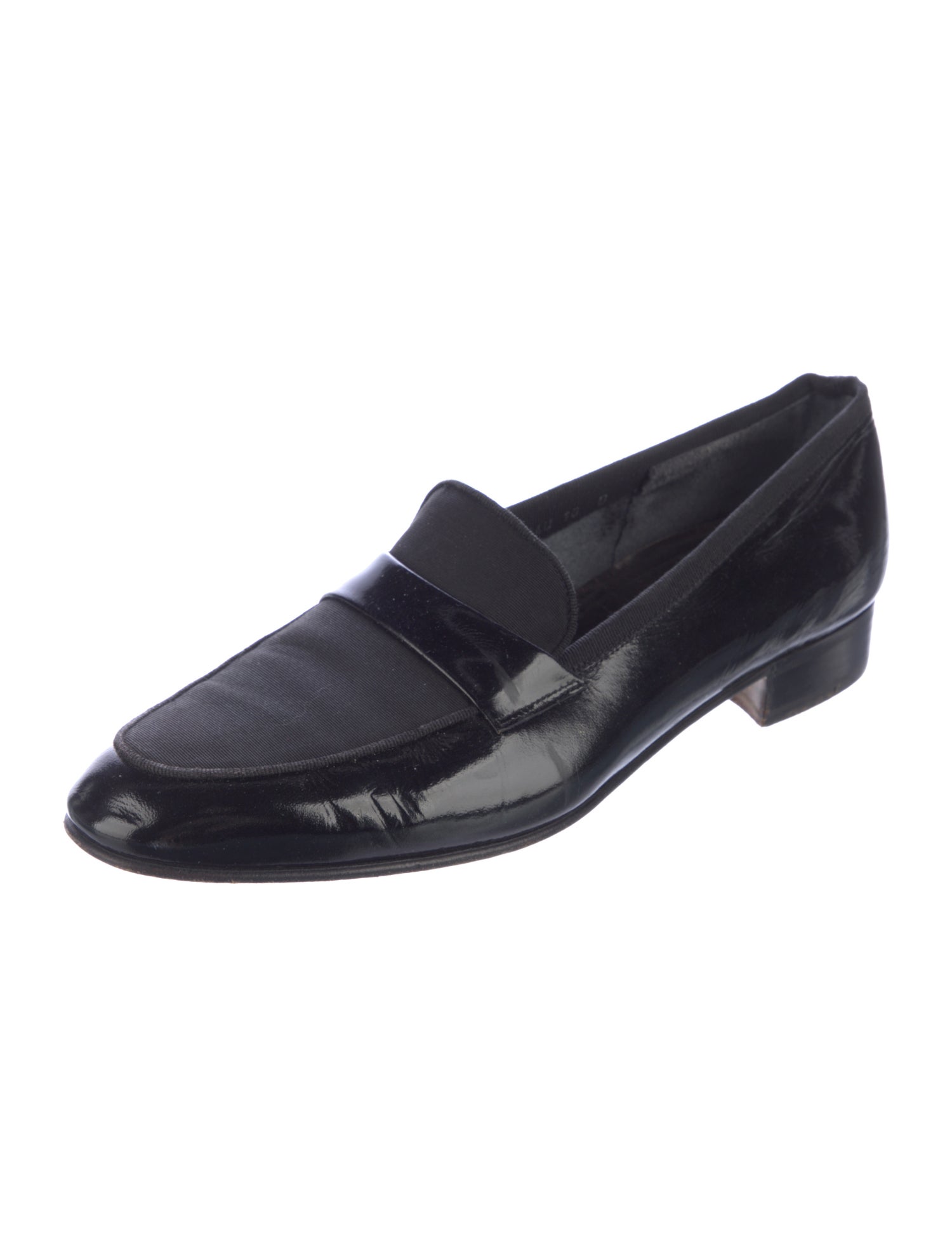 Salvatore Ferragamo Patent Leather Grosgrain Trim Dress Loafers