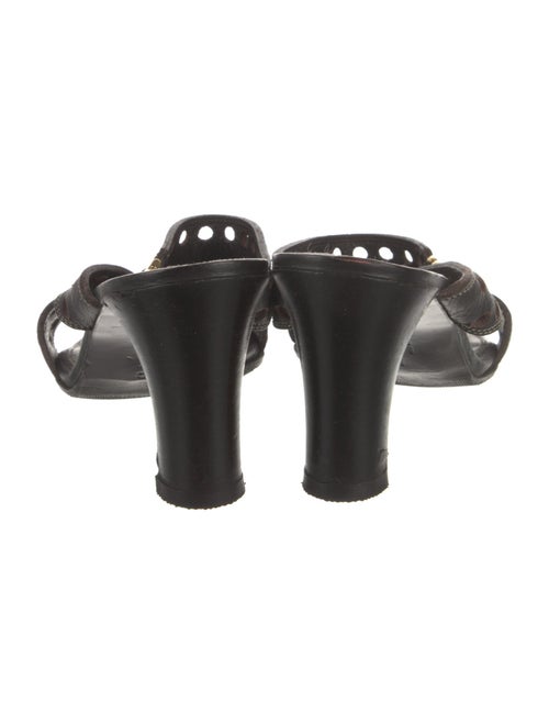 Salvatore Ferragamo Gancini Logo Leather Slides