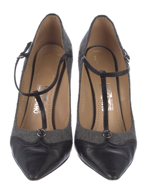 Salvatore Ferragamo Wool T-Strap Pumps