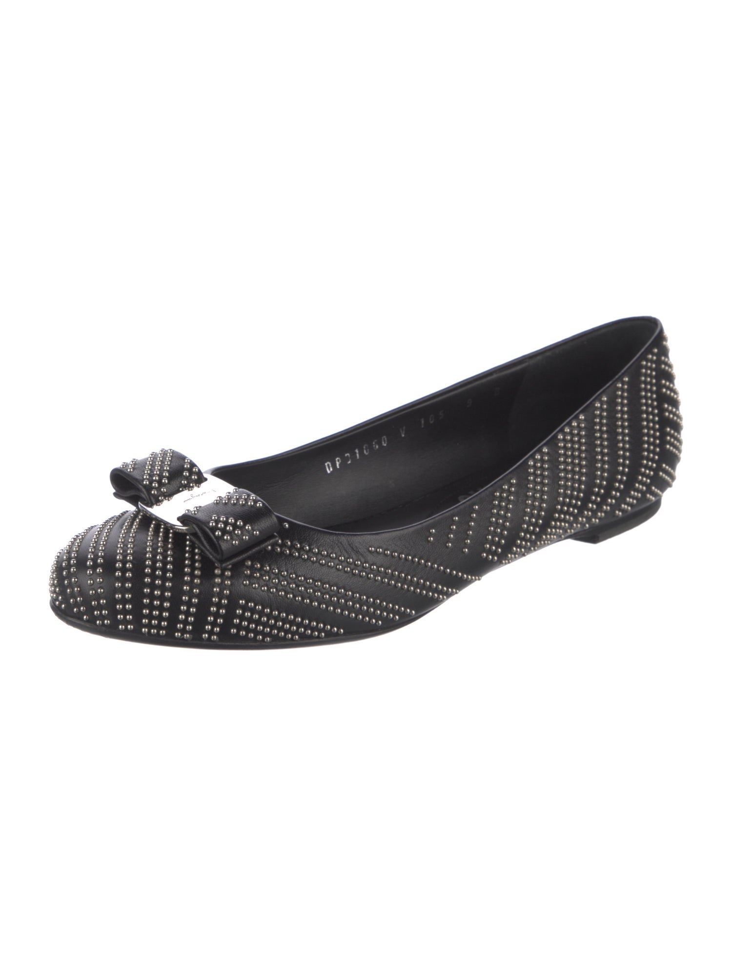 Salvatore Ferragamo Leather Bow Accents Flats