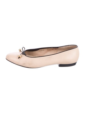 Salvatore Ferragamo Flats Leather Bow Accents Ballet 9