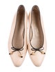 Salvatore Ferragamo Leather Bow Accents Ballet Flats