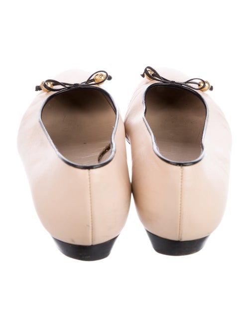 Salvatore Ferragamo Leather Bow Accents Ballet Flats