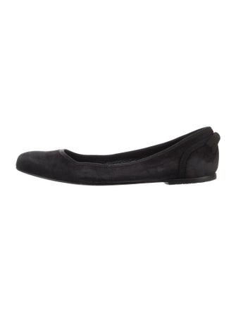 Salvatore Ferragamo Leather Bow Accents Ballet Flats