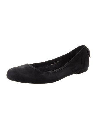 Salvatore Ferragamo Leather Bow Accents Ballet Flats