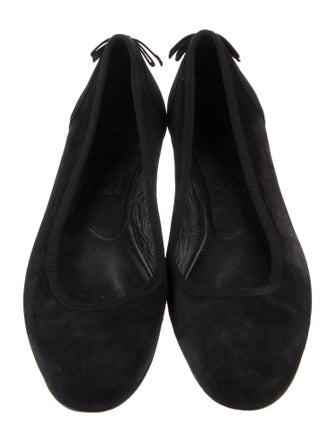 Salvatore Ferragamo Leather Bow Accents Ballet Flats