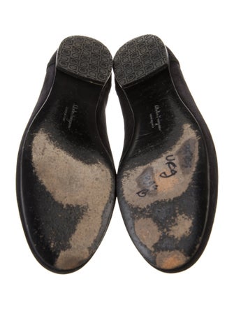 Salvatore Ferragamo Leather Bow Accents Ballet Flats
