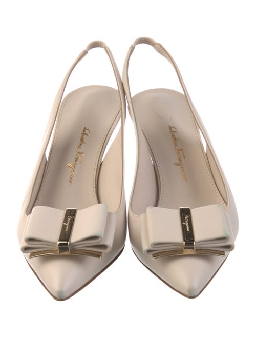 Salvatore Ferragamo Leather Bow Accents Slingback Pumps