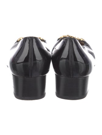 Salvatore Ferragamo Patent Leather Chain-Link Accents Pumps