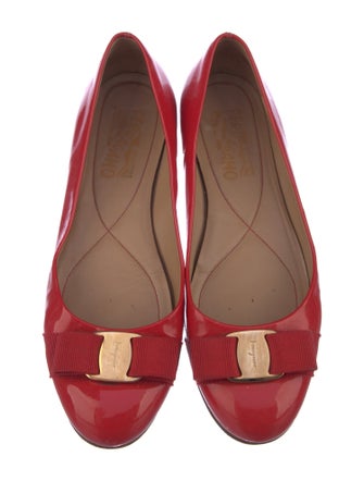 Salvatore Ferragamo Vara Bow Accent Patent Leather Ballet Flats