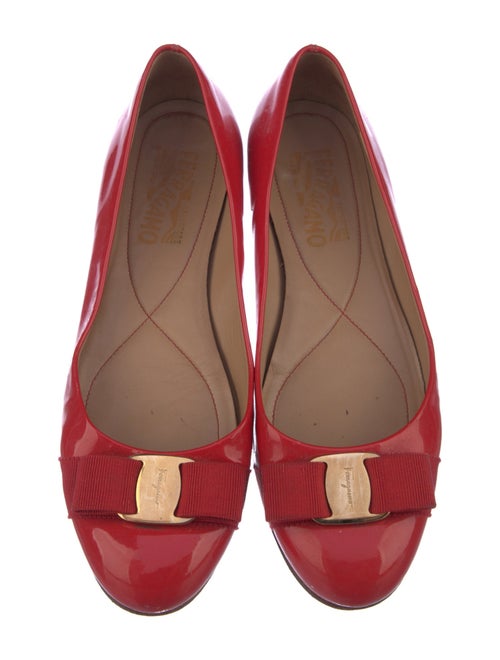 Salvatore Ferragamo Vara Bow Accent Patent Leather Ballet Flats