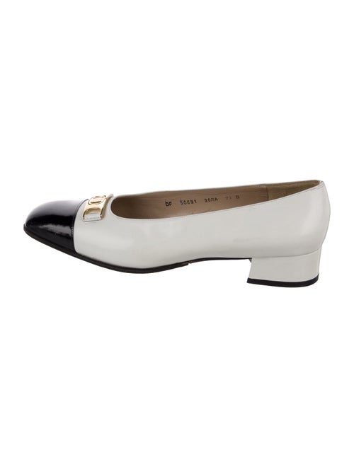 Salvatore Ferragamo Leather Bow Accents Ballet Flats