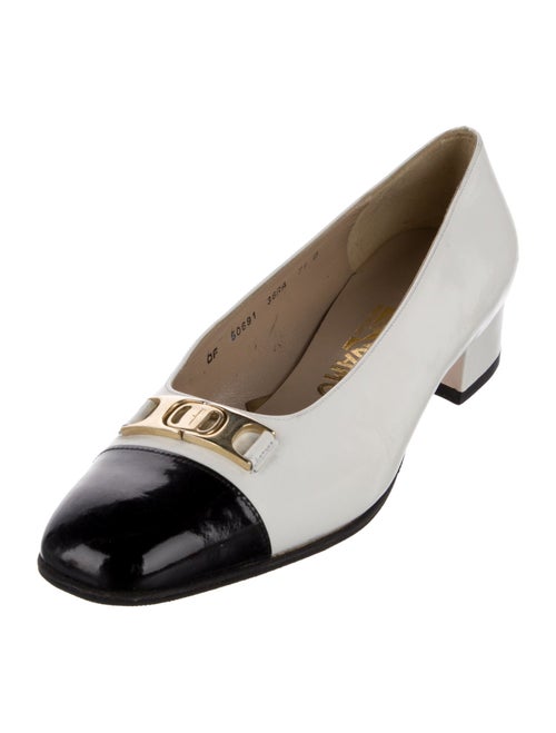 Salvatore Ferragamo Leather Bow Accents Ballet Flats