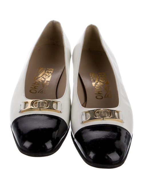 Salvatore Ferragamo Leather Bow Accents Ballet Flats