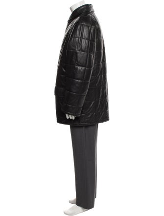 Salvatore Ferragamo Leather Plaid Print Coat