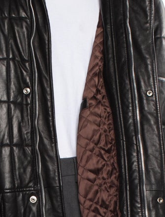 Salvatore Ferragamo Leather Plaid Print Coat