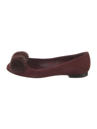 Salvatore Ferragamo Suede Faux Fur Trim Flats