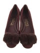 Salvatore Ferragamo Suede Faux Fur Trim Flats