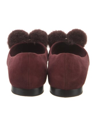 Salvatore Ferragamo Suede Faux Fur Trim Flats