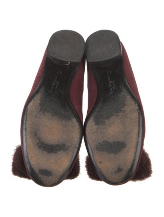 Salvatore Ferragamo Suede Faux Fur Trim Flats