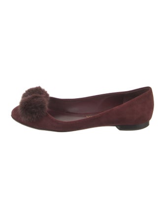 Salvatore Ferragamo Suede Fur Trim Flats