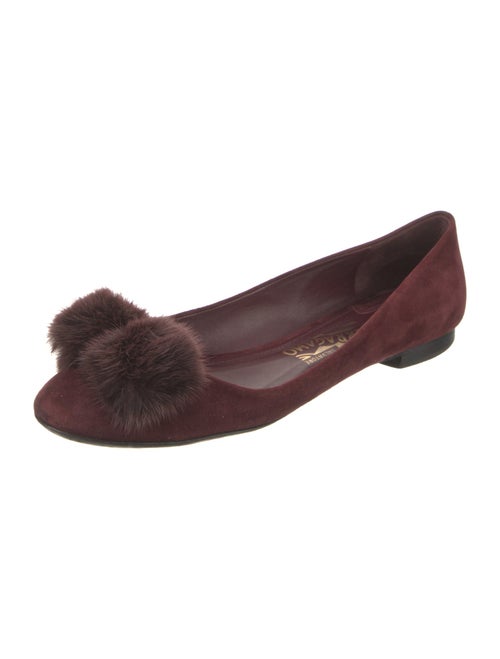 Salvatore Ferragamo Suede Fur Trim Flats