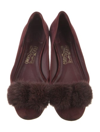 Salvatore Ferragamo Suede Fur Trim Flats