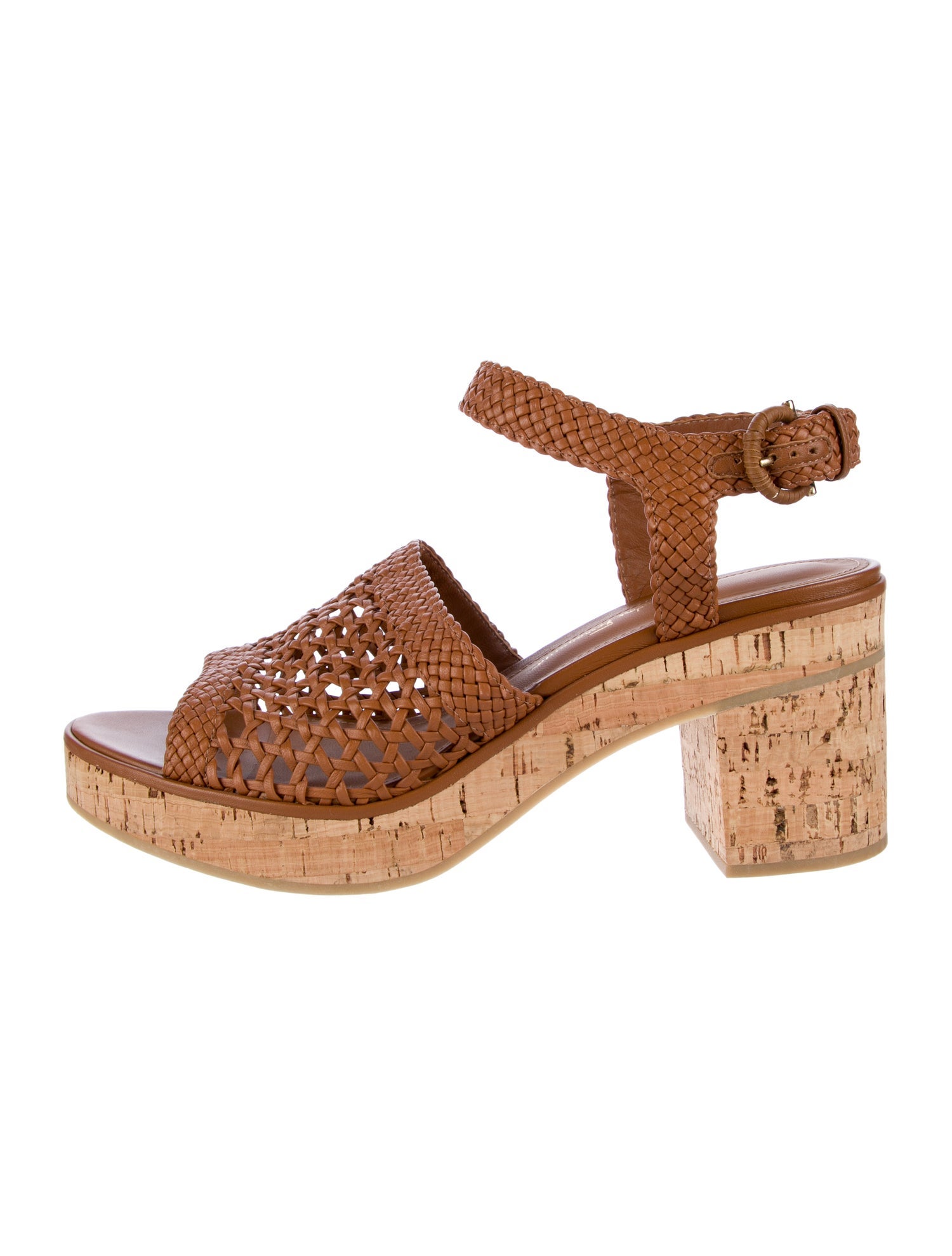 Salvatore Ferragamo Leather Braided Accents Slingback Sandals