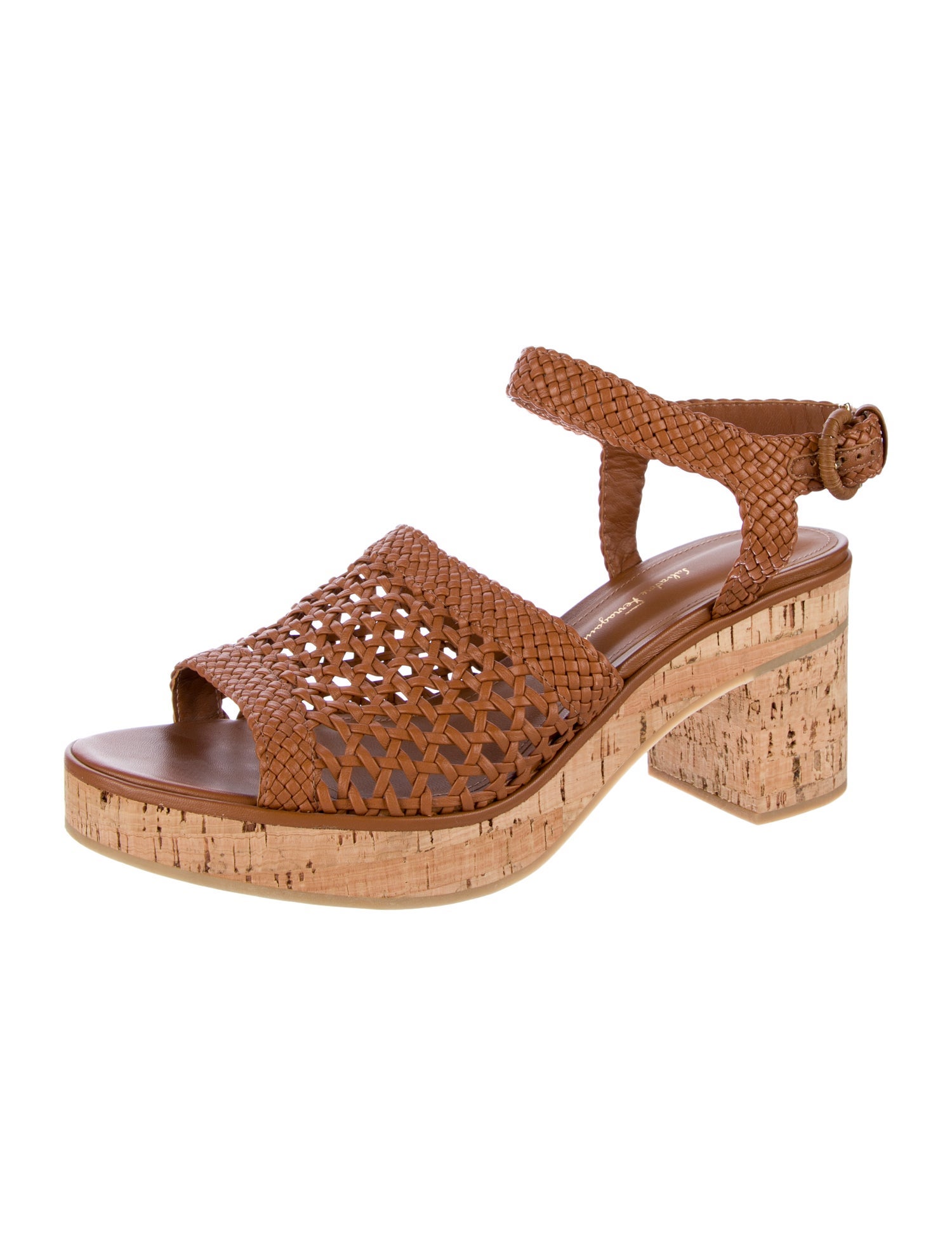 Salvatore Ferragamo Leather Braided Accents Slingback Sandals