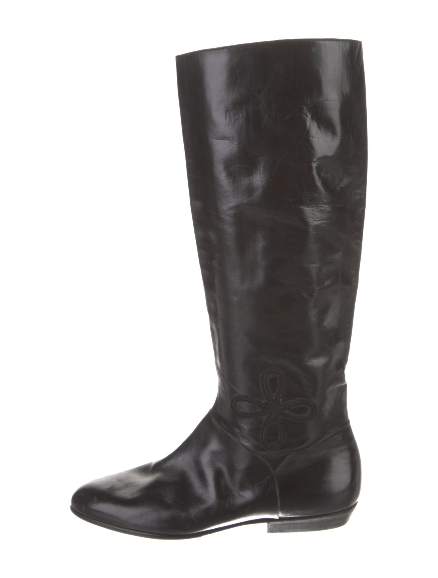 Salvatore Ferragamo Gancini Logo Leather Riding Boots