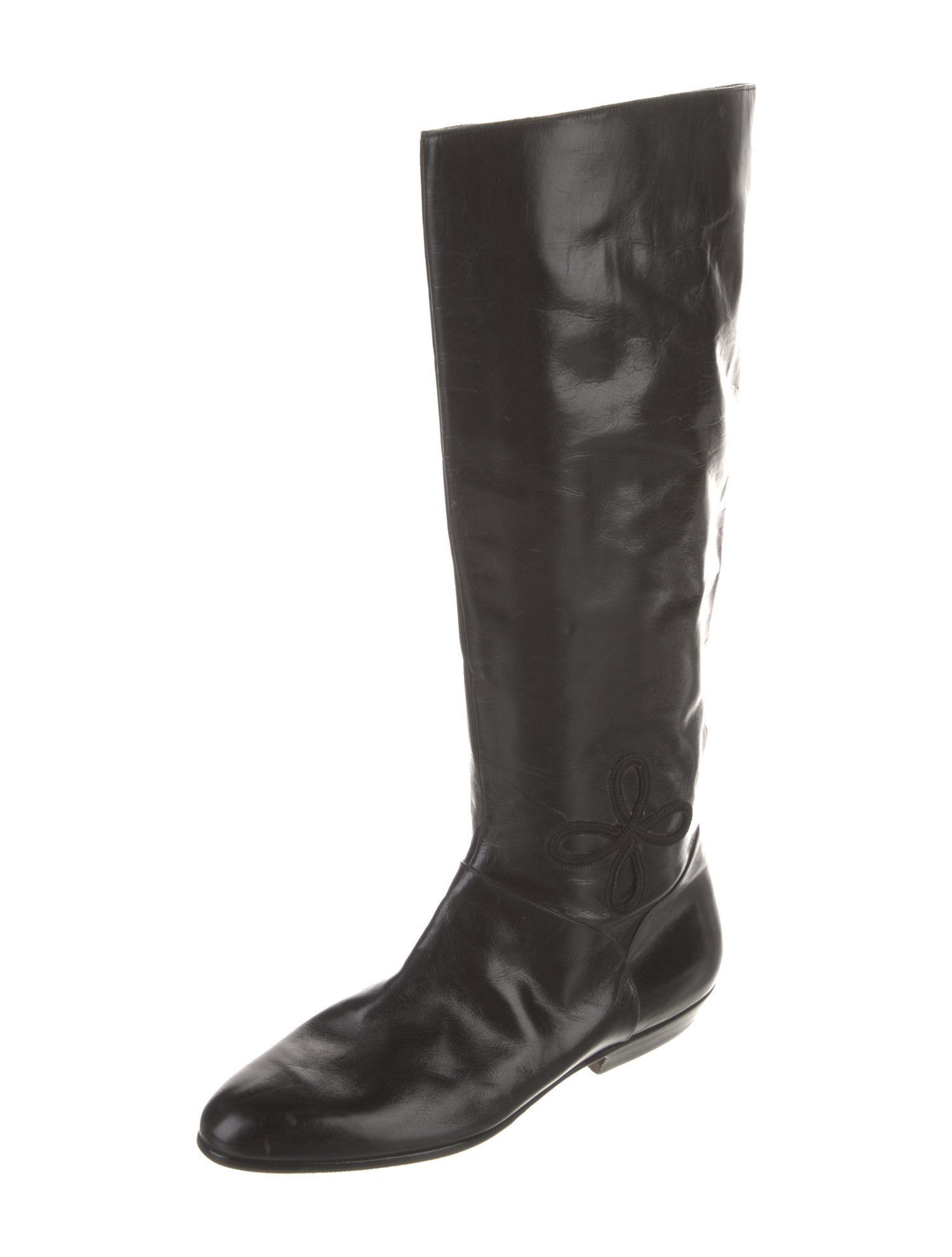 Salvatore Ferragamo Gancini Logo Leather Riding Boots