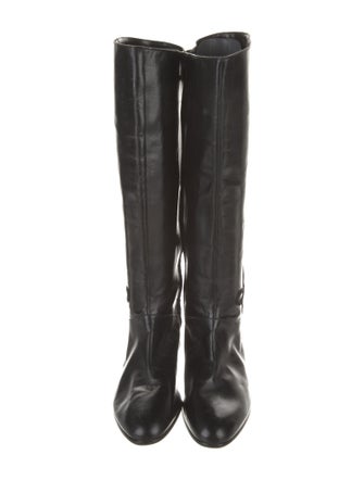 Salvatore Ferragamo Gancini Logo Leather Riding Boots