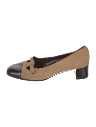 Salvatore Ferragamo Suede Scalloped Accent Flats