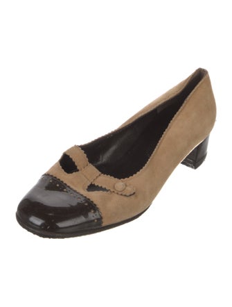 Salvatore Ferragamo Suede Scalloped Accent Flats