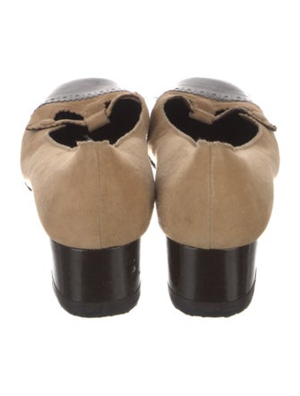 Salvatore Ferragamo Suede Scalloped Accent Flats