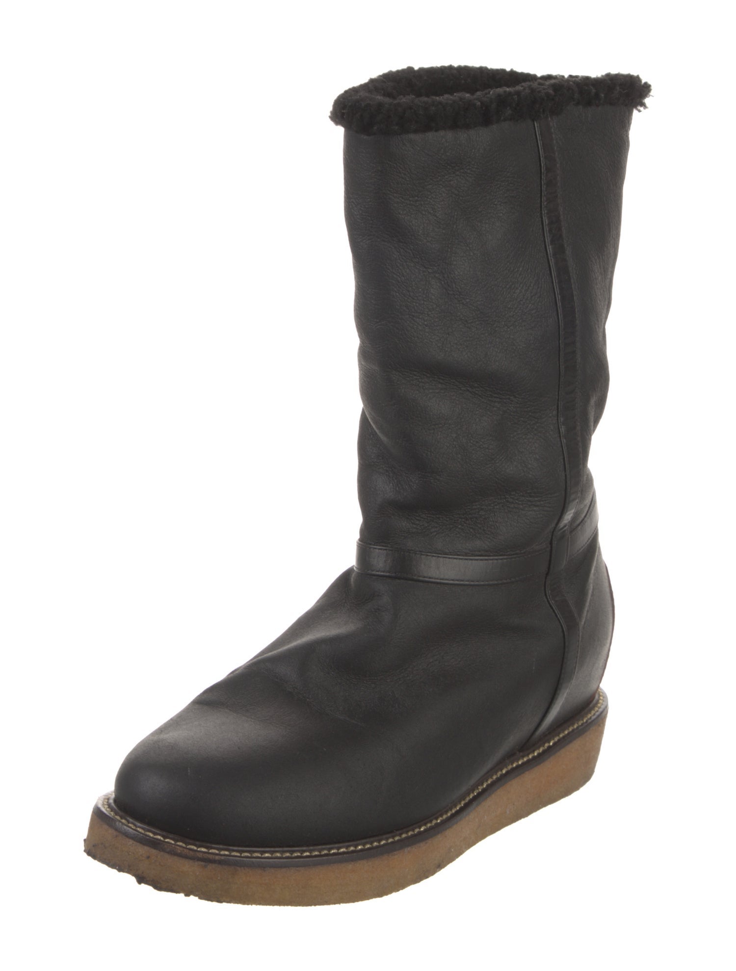 Salvatore Ferragamo Leather Studded Accents Boots