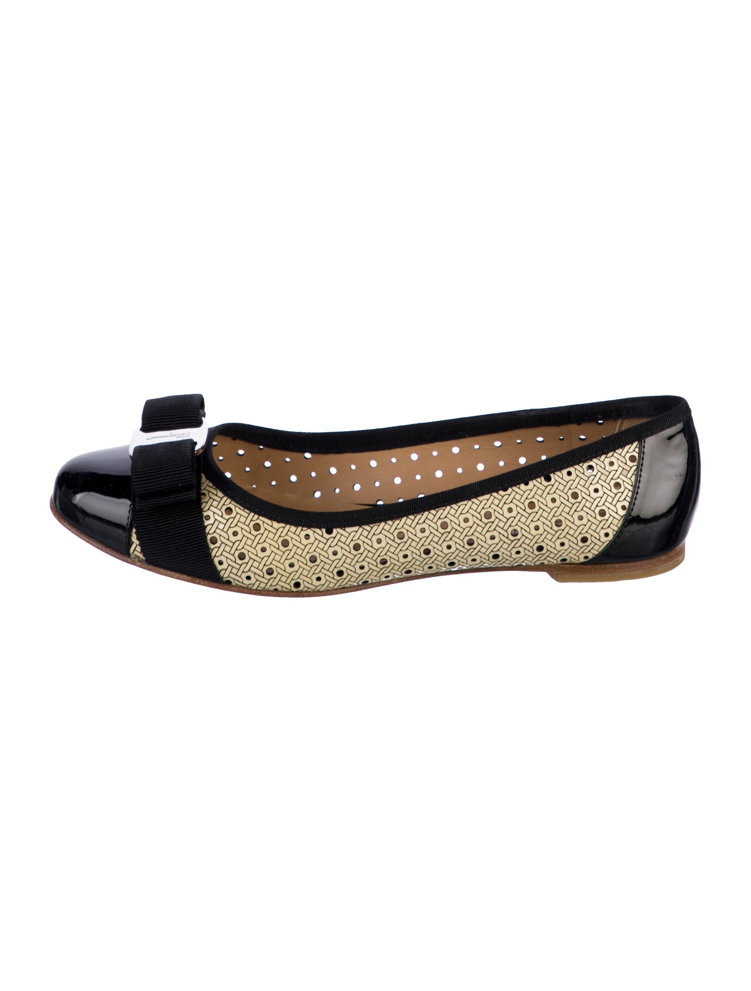 Salvatore Ferragamo Leather Colorblock Pattern Flats