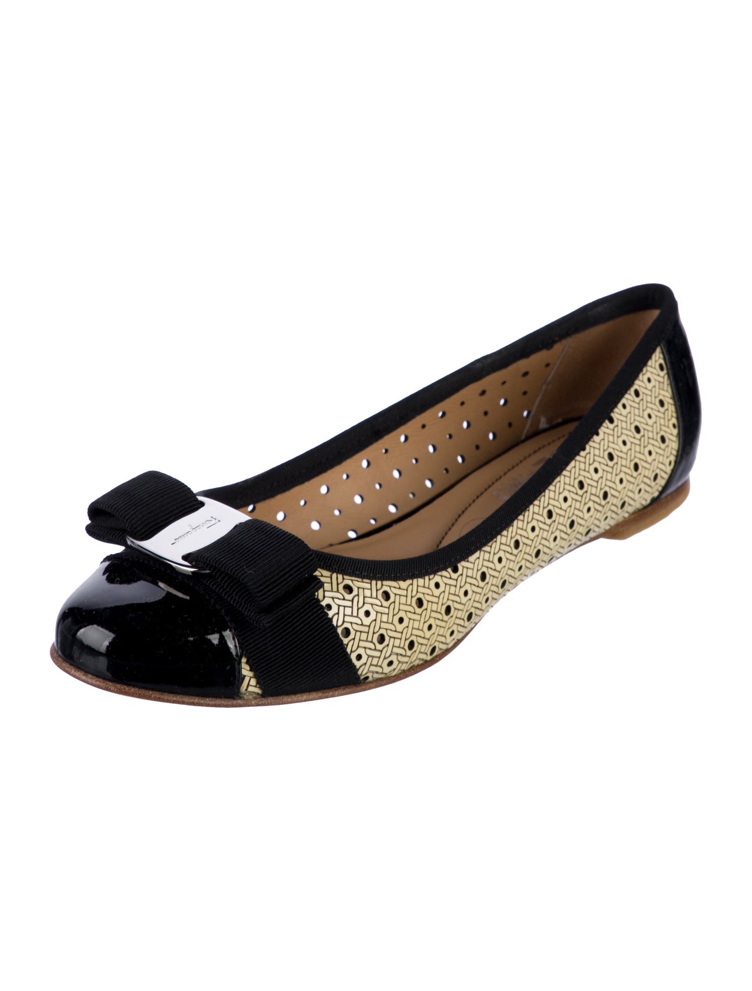 Salvatore Ferragamo Leather Colorblock Pattern Flats