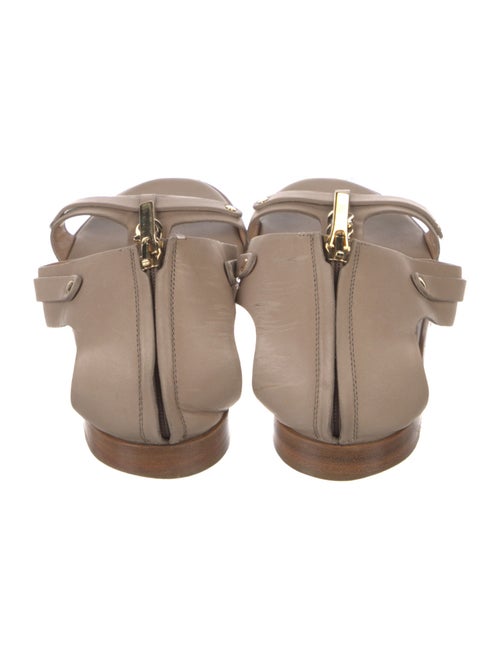 Salvatore Ferragamo Leather Chain-Link Accents T-Strap Sandals